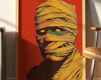 Retro Horror Mummy Poster: Bold Pop Art Halloween Print