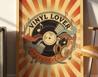 Retro Vinyl Record Poster – Vintage Music Room Wall Art