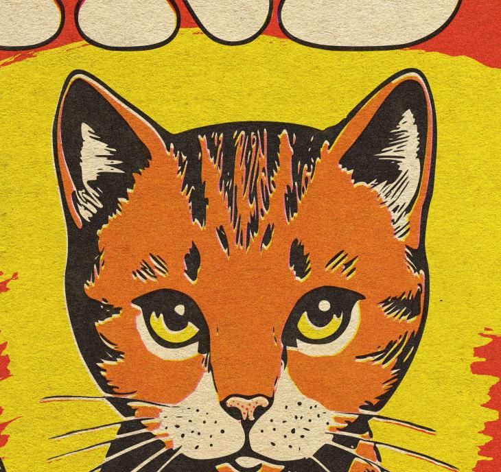 Retro Comic Cat Poster: Whimsical Feline Pop Art - Etsy