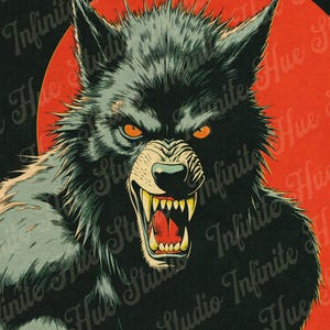 Retro Werewolf Horror Poster