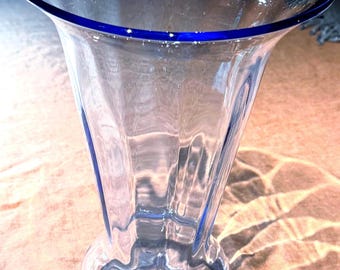 Rare Vintage/Antique 12” Paden City Ice Blue URANIUM Glass Vase