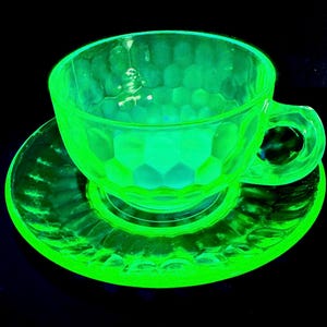 Vintage Uranium Glass Pieces - Plates - Soup Bowls - Bowls - Vases - Jars - & More