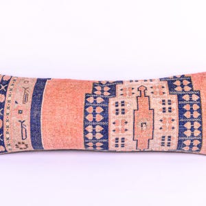 Handwoven Turkish Kilim Pillow, Turkish Carpet Pillow, Kilim Lumbar, 12x36 Pillow Cover, Decorative Throw Pillow, Boho Decor, Cushion Cover