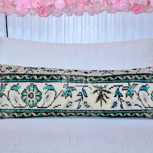 Handwoven Turkish Kilim Pillow, Turkish Carpet Pillow, Kilim Lumbar, 12x36 Pillow Cover, Decorative Throw Pillow, Boho Decor, Cushion Cover