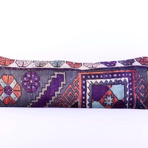 Handwoven Turkish Kilim Pillow, Turkish Carpet Pillow, Kilim Lumbar, 12x36 Pillow Cover, Decorative Throw Pillow, Boho Decor, Cushion Cover