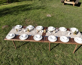 Wooden event table, wooden picnic table, handmade tables, gift table, boho tables,Custom Picnic Table, Low outdoor patio dinig table, Party