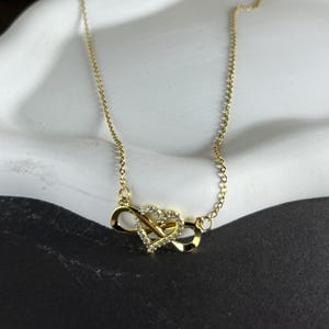 Gold Infinity Heart Pendant Necklace for Women with Sparkling Cubic Zirconia – Elegant Symbol of Eternal Love Gift for Her