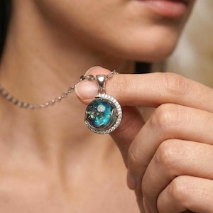 Collar de galaxia en tono plateado, regalo de joyería cósmica