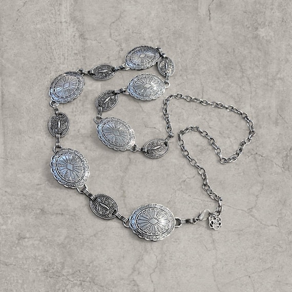 Vintage Style Western Metal Boho Chain Belt in Silver  display picture 1
