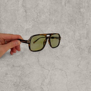 Okulary lotnicze w stylu vintage, przyciemniane na zielono: oprawki w skorupie żółwia, unisex