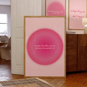 Pink Aura Manifestation Print: Positive Affirmation Girly Wall Art (Digital Download)