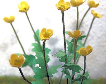 KIT 15 Tiny Buttercups for dolls house miniature garden 12th scale