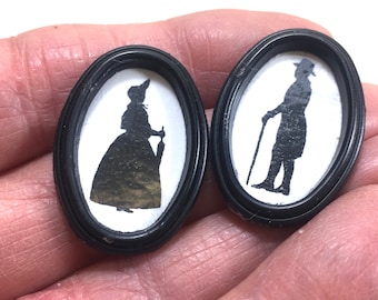 Melody Jane Dollhouse Victorian Silhouette Pictures - Black Oval Frame, 1:12 Scale Miniature Accessory