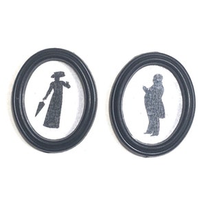 2 Victorian Silhouettes Handmade dolls house miniature PICTURES 12th scale