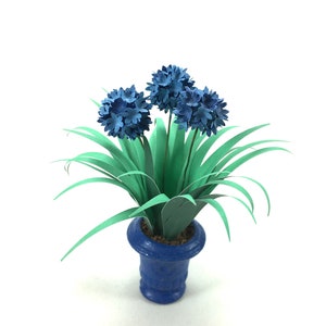AGAPANTHUS plant blue pot miniature  handmade flower 1:12