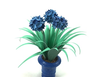 AGAPANTHUS plant blue pot miniature  handmade flower 1:12