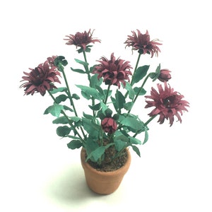 KIT Dahlia Rosa/Borgogna Kit di fiori in miniatura in carta per casa delle bambole NON incluso