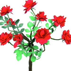 ZESTAW 'Standard Rose', czerwony, ogródek dla lalek, miniaturowy kwiat, 1:12, doniczka NIE jest dołączona