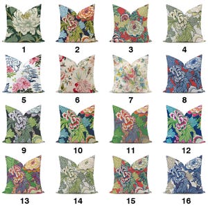 Chinoiserie Pillow Cover • Peony Floral • Chinoiserie Floral Pillow • Waterproof Outdoor Cushion Cover • Multiple Sizes