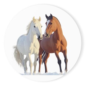 Romantic Horse Coaster, Couple Coaster, Equestrian Drink Coaster, Farmhouse Coaster, Animal Lover Gift, Rustic Home, Cork Coaster