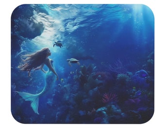 Alfombrilla de ratón con diseño de sirena, temática submarina, rectangular, alfombrilla de ratón oceánica, accesorios de escritorio, decoración de escritorio para juegos, bonita alfombrilla de ratón para ordenador