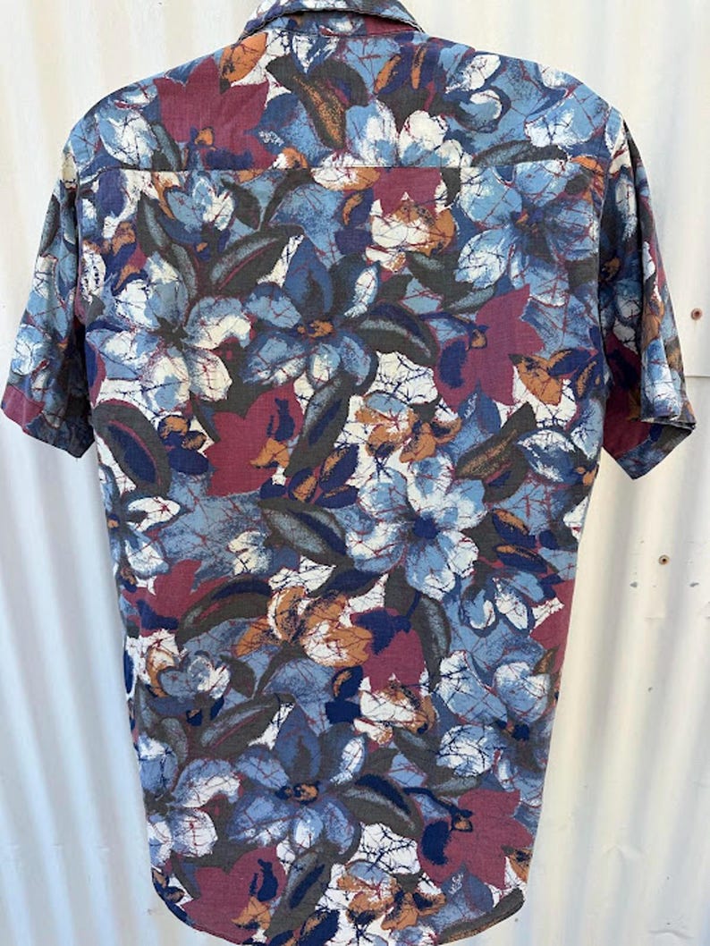 Camisa floral Geoffrey Scott, algodão, tamanho P (EUA) imagem 2