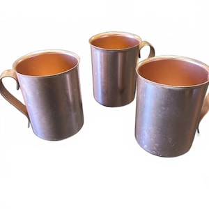 Vintage Bascal Copper Mugs Set of 3 Made in India