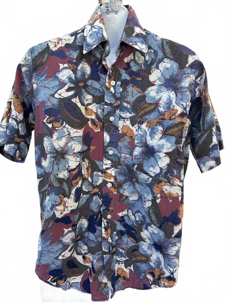 Camisa floral Geoffrey Scott, algodão, tamanho P (EUA) imagem 1