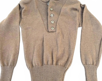Suéter Henley de lã vintage do exército americano, tamanho P