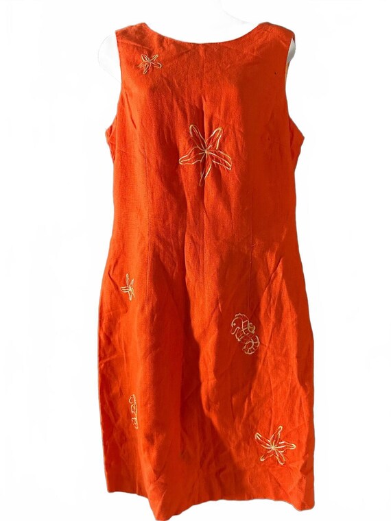 John Roberts Orange Linen Sheath Dress Size 12