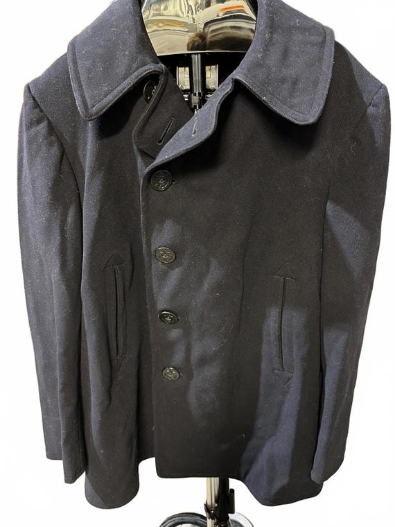 ヴィンテージ ネイビースタイル ウール ピーコート ダブルブレスト