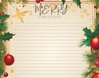 Christmas, Stationery Paper, Digital Download, Writing Paper, Printable Stationery, Letter Paper Writing