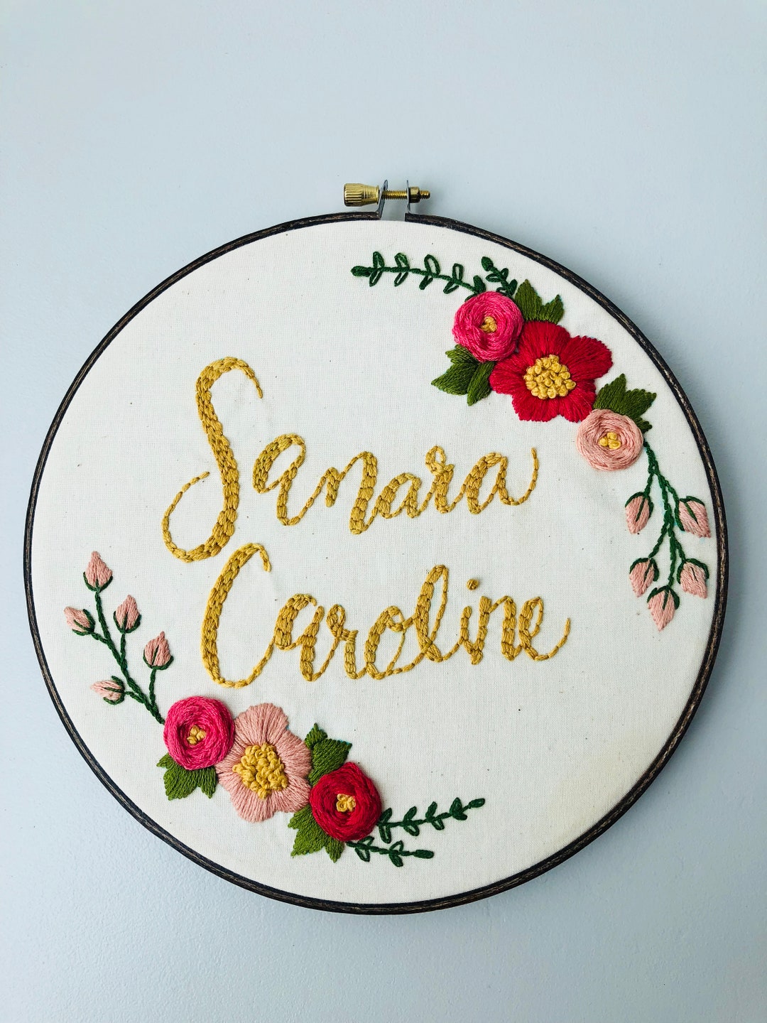 Custom Name Embroidery Hoop Kitembroidered Name Hoophand Etsy
