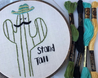 Cacti Embroidery Kit, Hand Embroidery Kit - Beginner Embroidery Kit, Stand Tall Cacti Embroidery , Modern Floral Embroidery Pattern