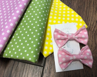 Pink bow clips, Baby bow, pink and white polka dot bows, baby girl bows, pink bow clips, baby bow, pink and white polka dot bow,