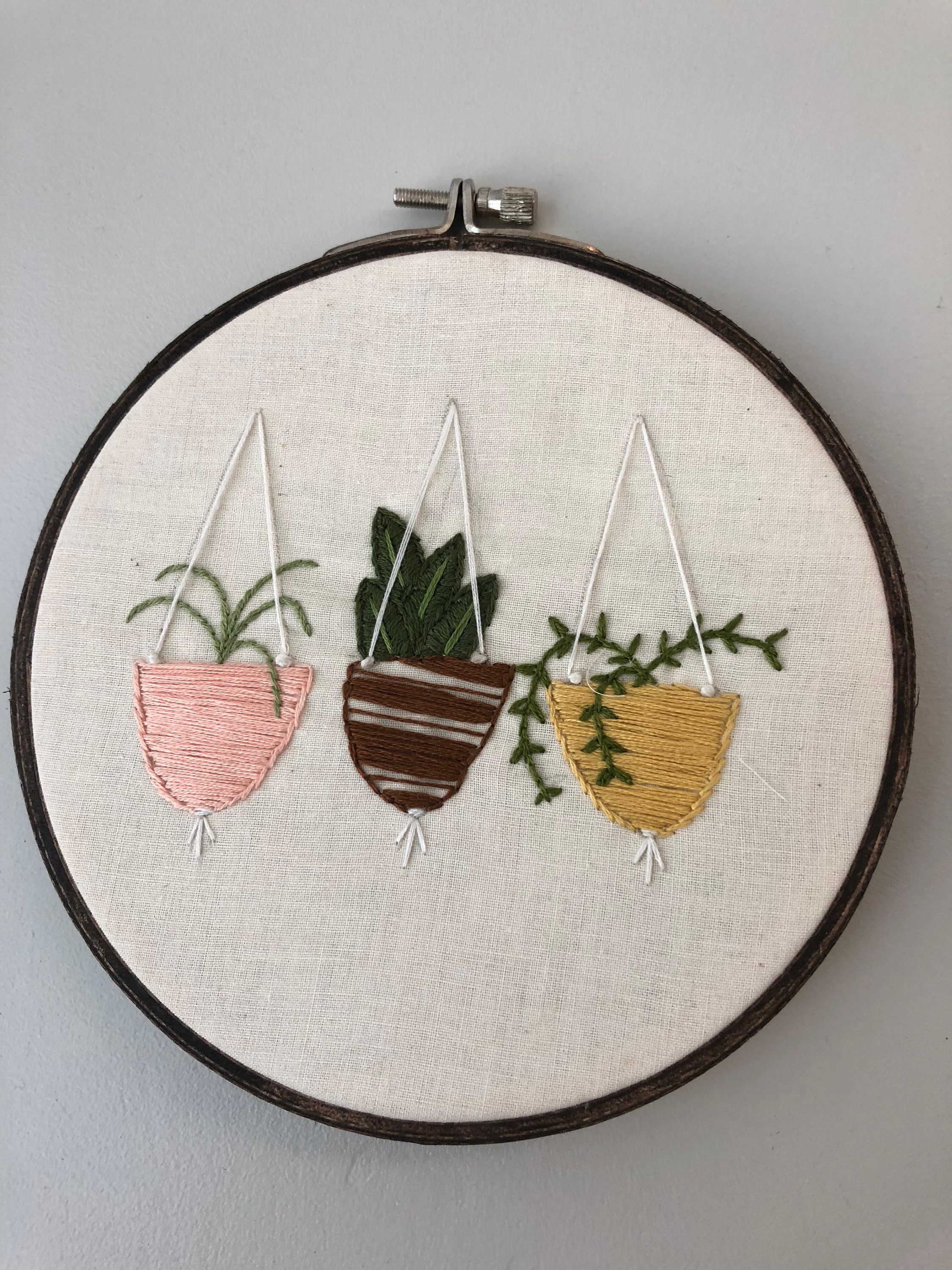 Hanging plants embroidery embroidered succulents embroidered Etsy