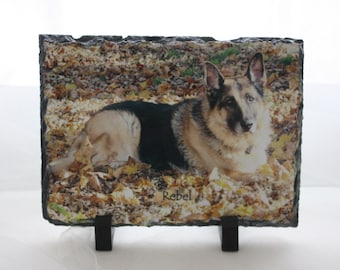 Photo Rock Slate Custom Personalized Pet Memorial Loss Pet Lovers Gift Plaque