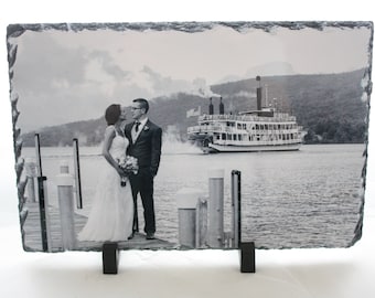 Photo Rock Slate Large Custom Personalized Wedding gift Couple Engagement Anniversary your picture