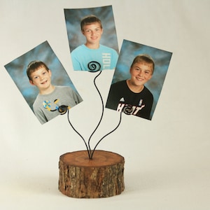 Porte-cartes photo rustique en bois avec une branche d'arbre en bois