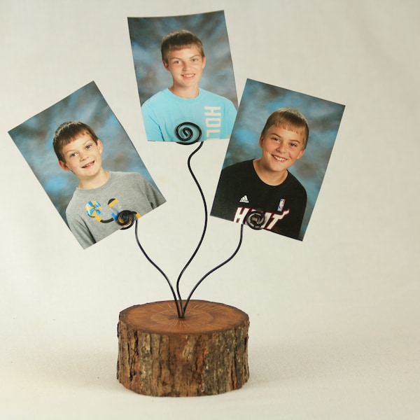 Rustic Wooden Tree Branch Picture Photo Card Holder Stand