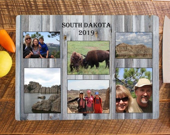 Personalized Photo Collage Glass Cutting Board with your pictures Mother's Day gift Christmas gift