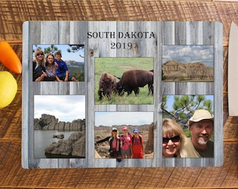 Personalized Photo Collage Glass Cutting Board: Custom Kitchen Decor