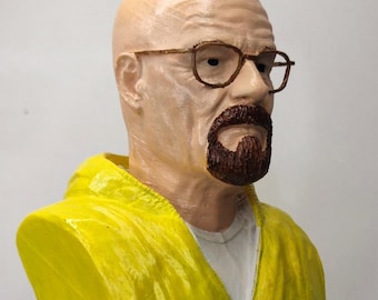 Witte buste Heisenberg Walter, handgemaakte 3D-geprinte figuur
