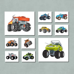 Set of 10 PRINTABLE Monster Truck Posters - Designs for Kids Room Decor, Boys Birthday Party Wall Art, Gifts, Monster Jam, El Toro Loco