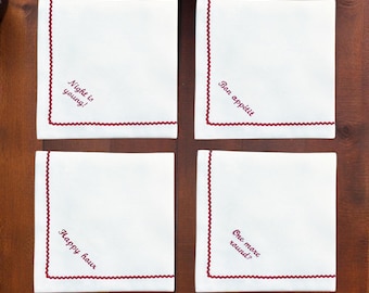 Embroidered Cocktail Napkins Set – Fun Saying Bar Cart Decor