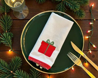 Embroidered Christmas Table Linens • Bell Decor, Holiday Placemats, Napkins & Runner