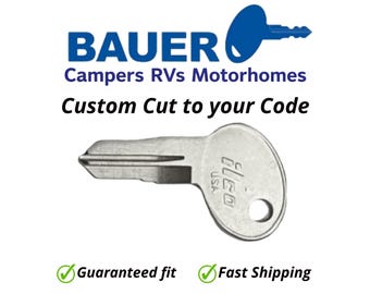 Camper RV Featherlite Trailer Replacement Key Cut to Code AE001-AE060 for Bauer Locks