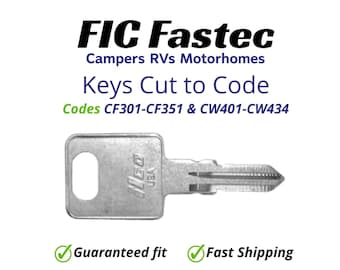 Fastec Lock Keys Camper RV Replacement Key Cut to Code CF301-CF351 & CW401-CW434
