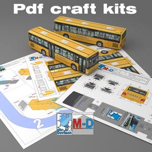 Autobus de cartón o papel - bus metropolitano, pdf armables, kit armables de papel, kit de autobus, bus alimentador