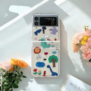 Uroczy, kreskówkowy, twardy futerał do Samsung Galaxy Z Flip 3 4 5 6 – stylowy, 3-w-1, ochronny pokrowiec z zabawnym wzorem